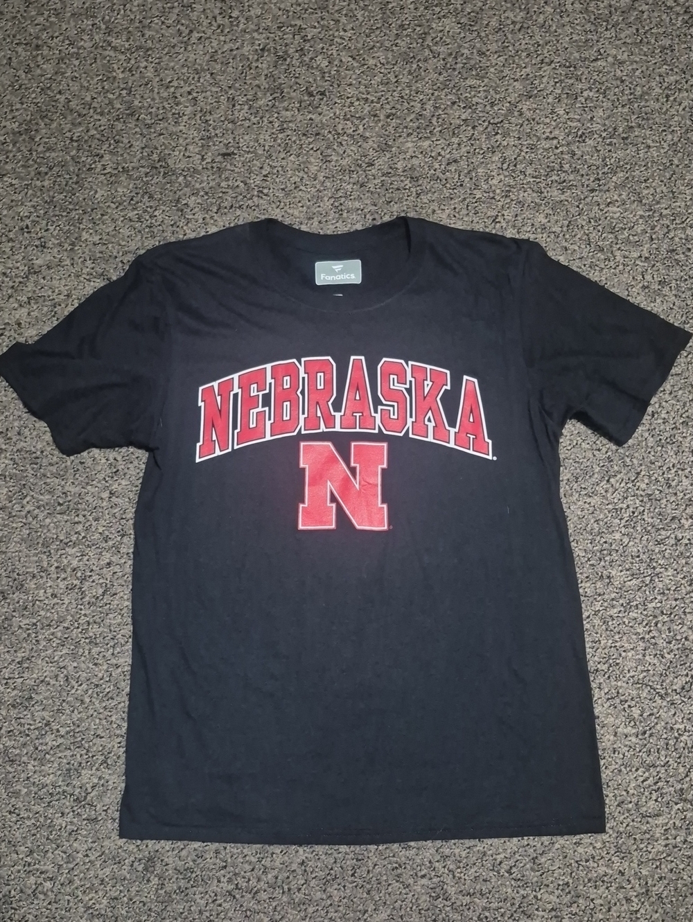 Nebraska Huskers Fanatics Black Tee with Red Lettering